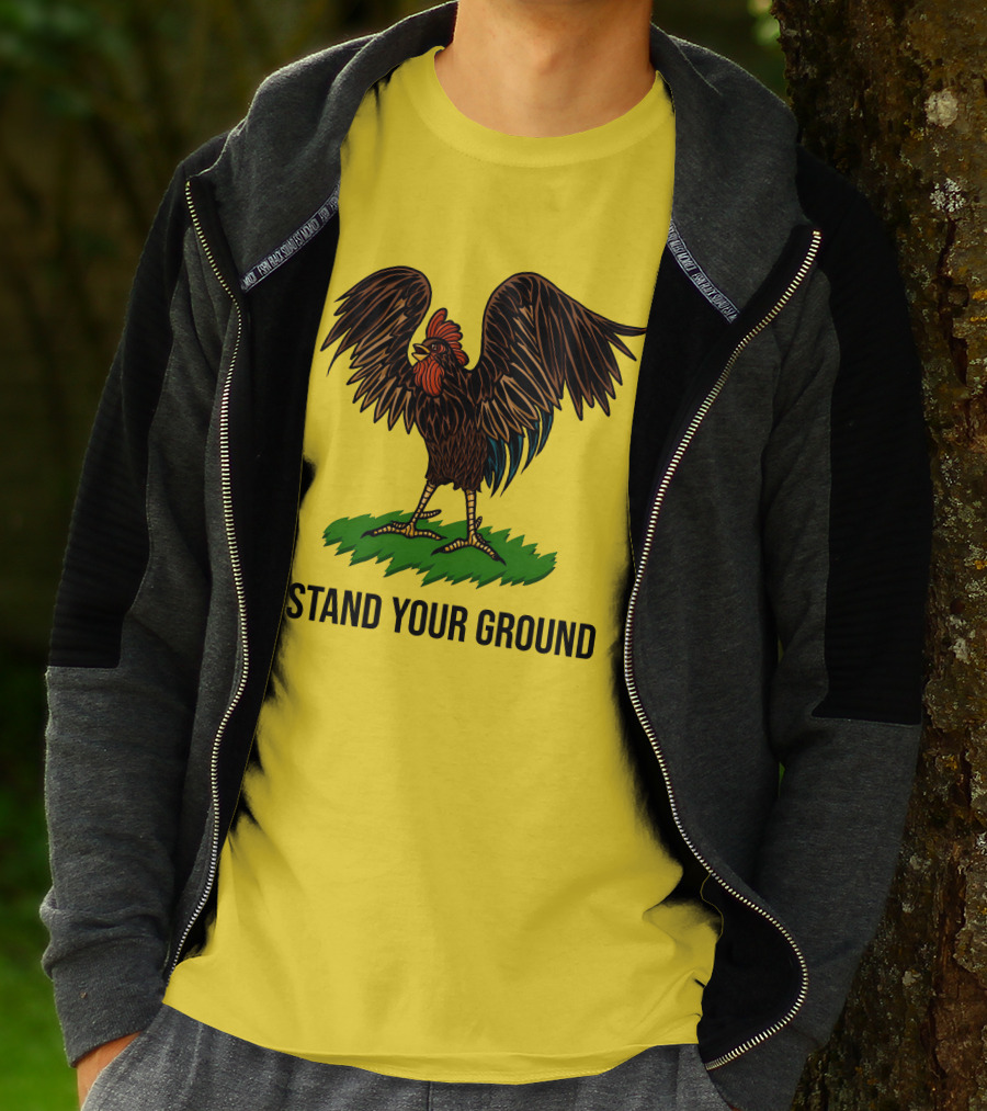 Stand Your Ground Rooster On Grass T-Shirt