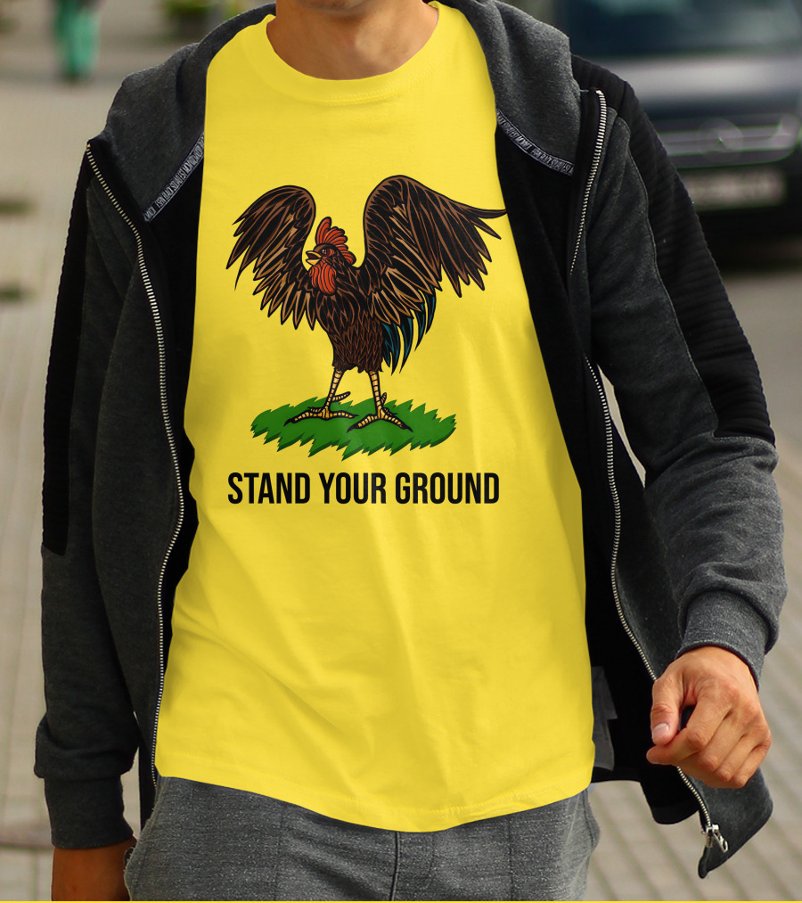 Stand Your Ground Rooster On Grass T-Shirt