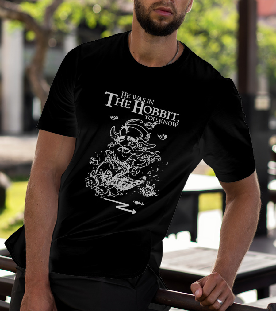 He Was In The Hobbit You Know Gandalf Illustration With Rabbits And Eyes T-Shirt