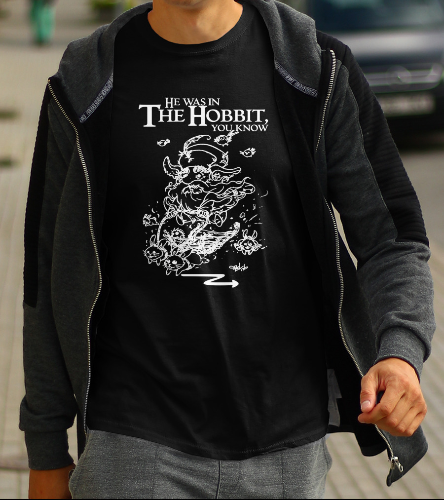 He Was In The Hobbit You Know Gandalf Illustration With Rabbits And Eyes T-Shirt