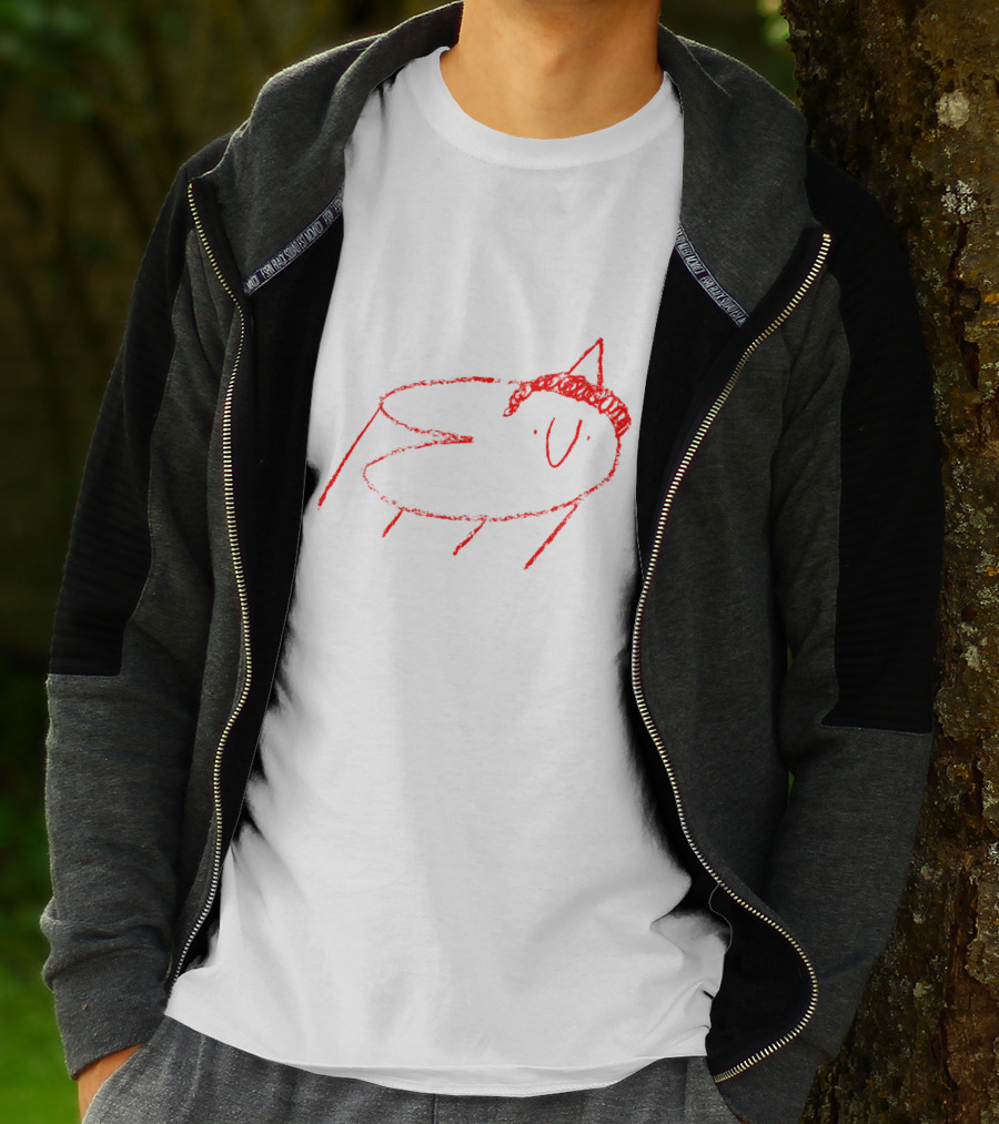 Men I Trust Oncle Jazz Poodle Red Crayon Sketch T-Shirt