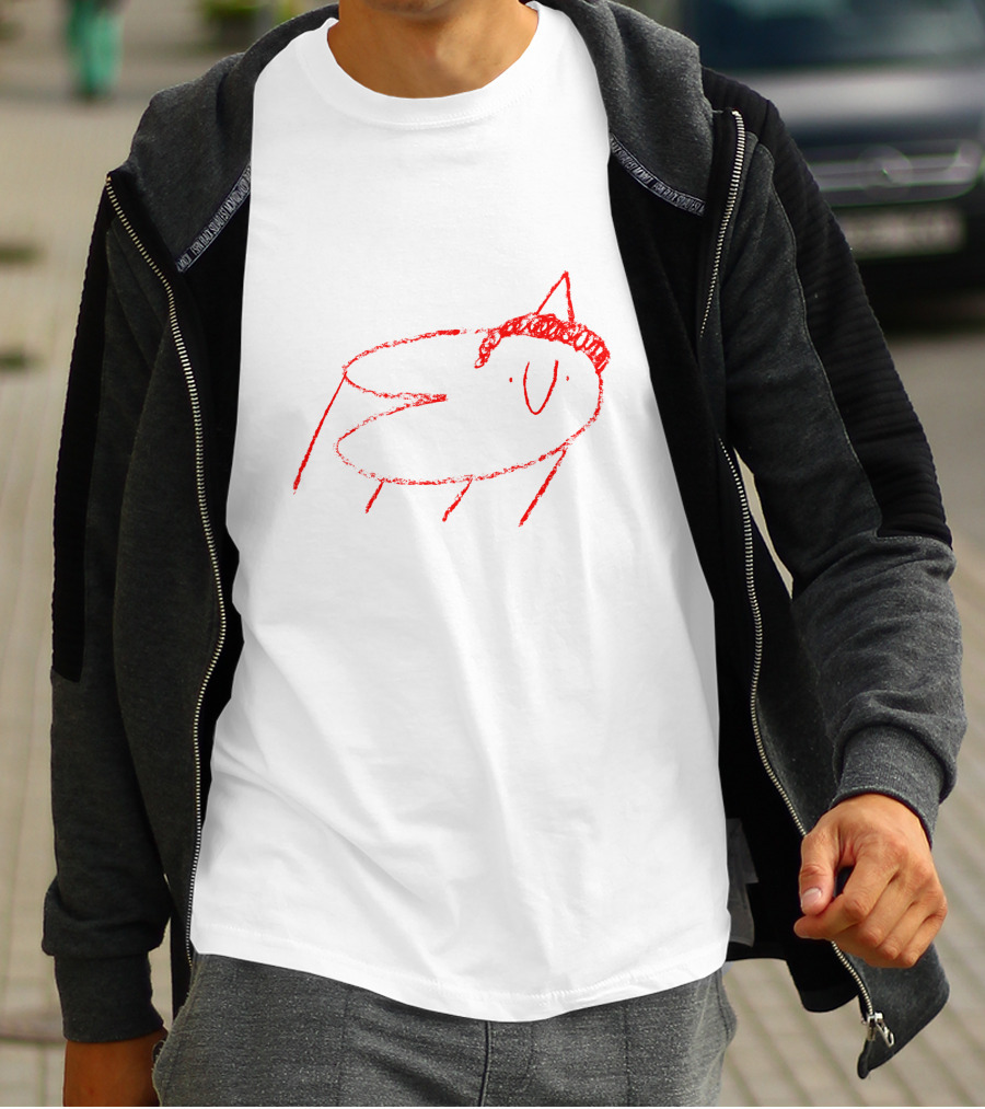 Men I Trust Oncle Jazz Poodle Red Crayon Sketch T-Shirt