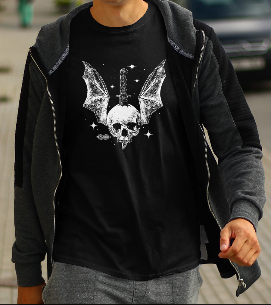 Batskull Knife Bat Wings Skull Stars TeamChip Charlie Worsham T-Shirt