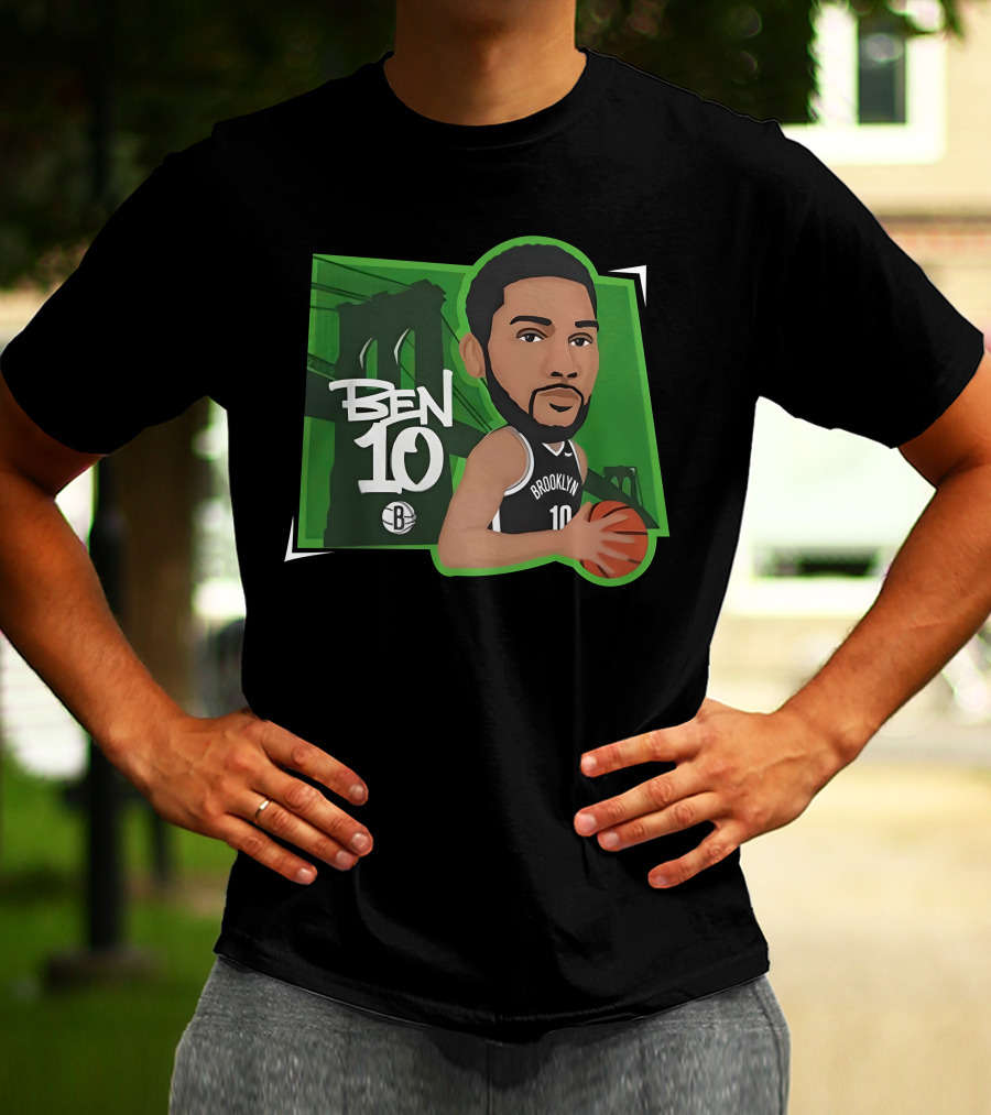 Ben 10 Brooklyn Basketball Caricature With Bridge Background T-Shirt