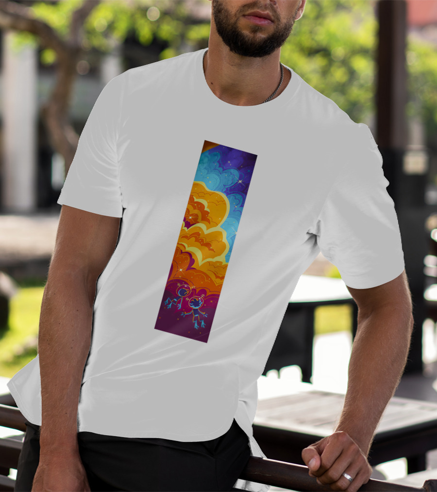 Cosmic Spliffs Oversized White Psychedelic Sky And Clouds T-Shirt