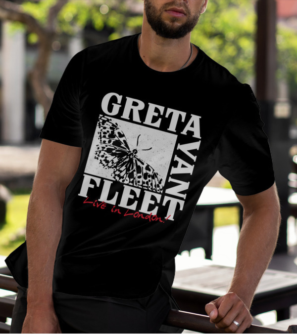 Greta Van Fleet Live In London Butterfly Motif T-Shirt