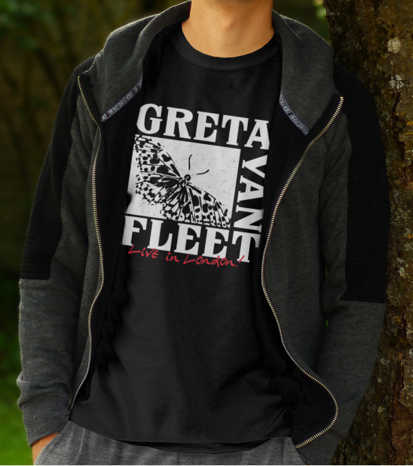 Greta Van Fleet Live In London Butterfly Motif T-Shirt
