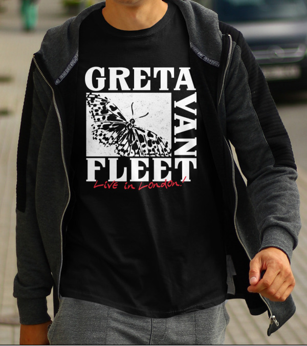 Greta Van Fleet Live In London Butterfly Motif T-Shirt