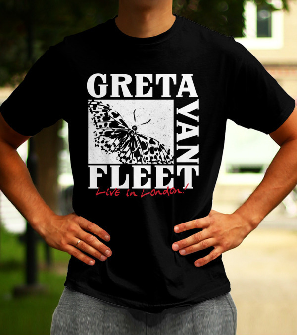Greta Van Fleet Live In London Butterfly Motif T-Shirt