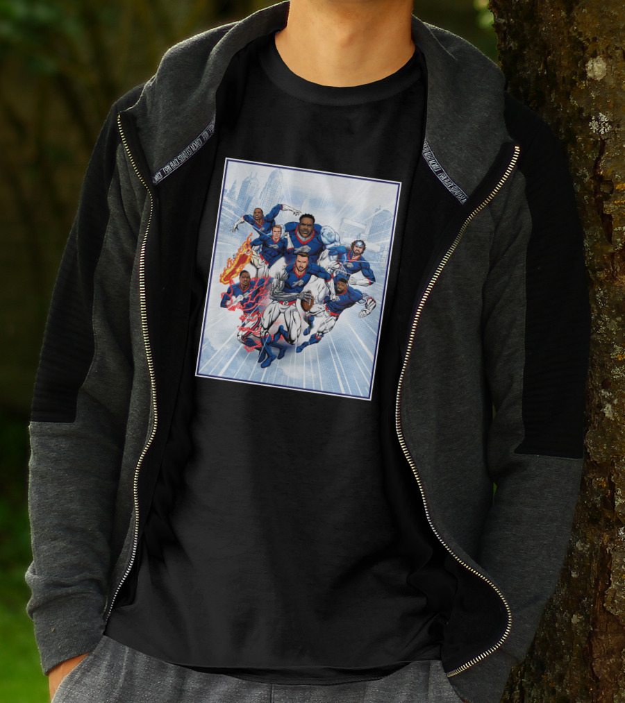 Bills Super Hero Comic Style Team Assembly T-Shirt