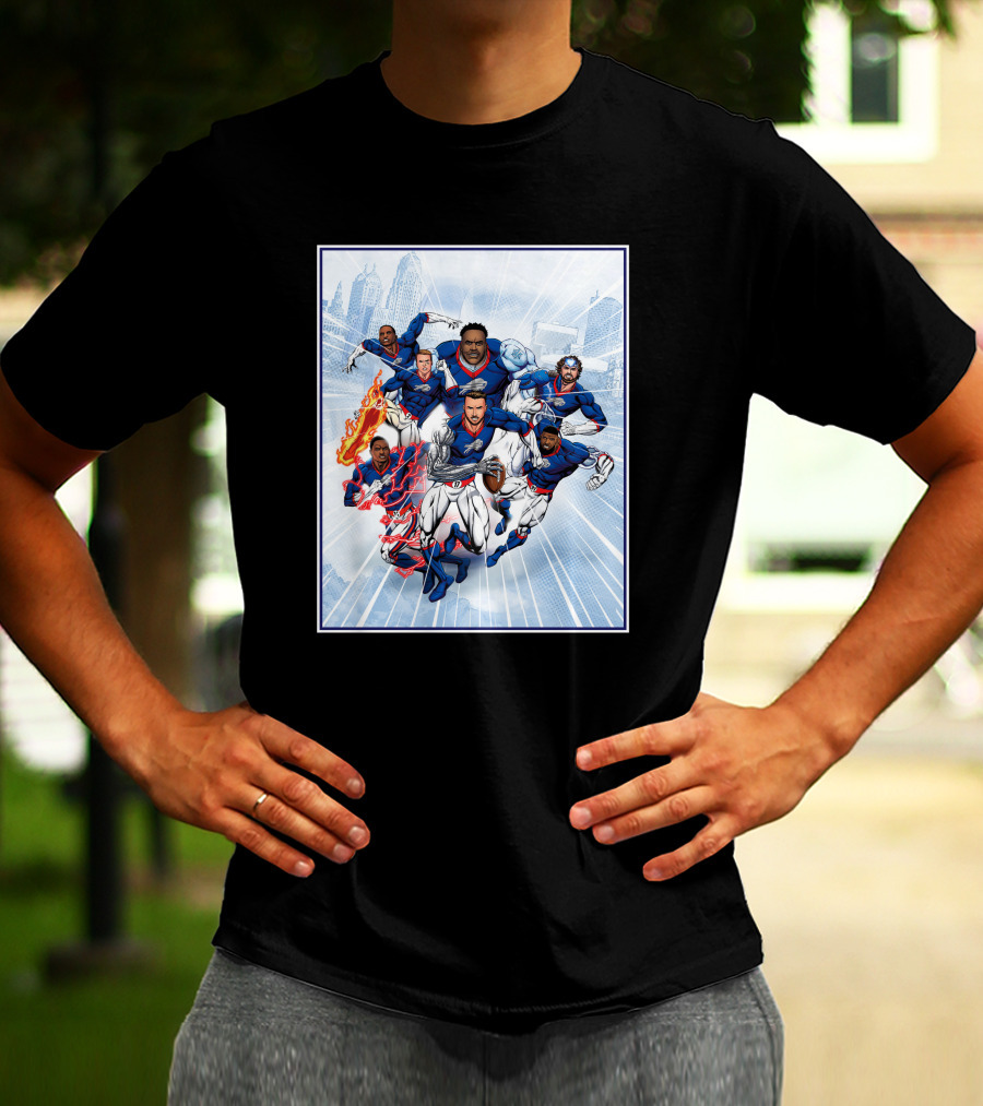 Bills Super Hero Comic Style Team Assembly T-Shirt