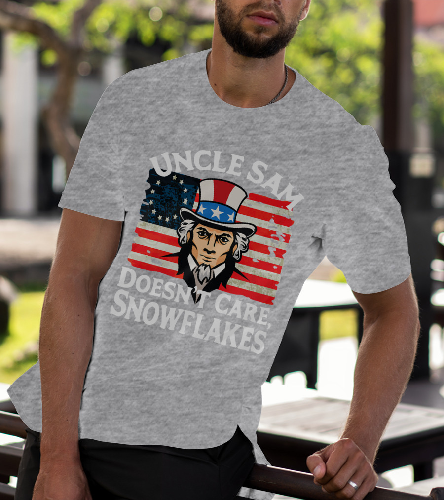 Uncle Sam Doesn't Care Snowflakes American Flag T-Shirt