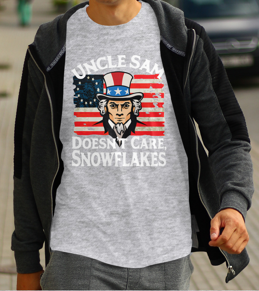 Uncle Sam Doesn't Care Snowflakes American Flag T-Shirt
