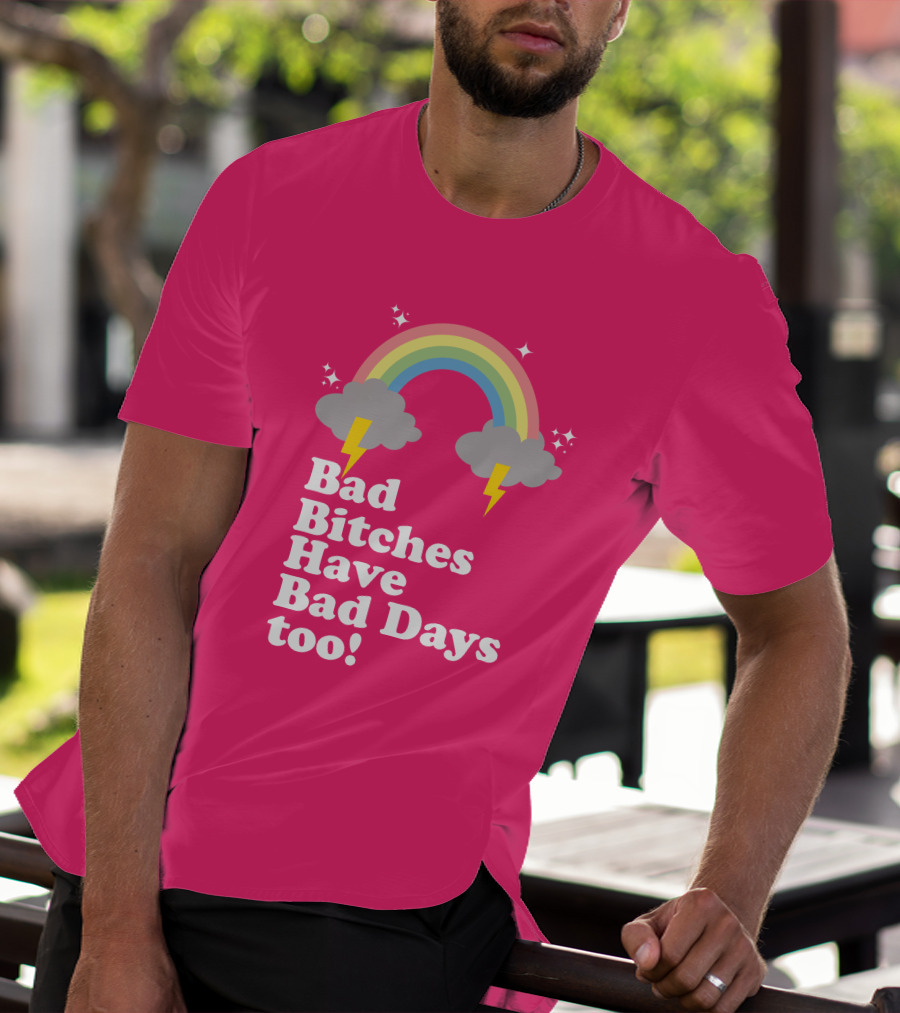 Megan Thee Stallion Bad Bitches Have Bad Days Too Pink Rainbow T-Shirt