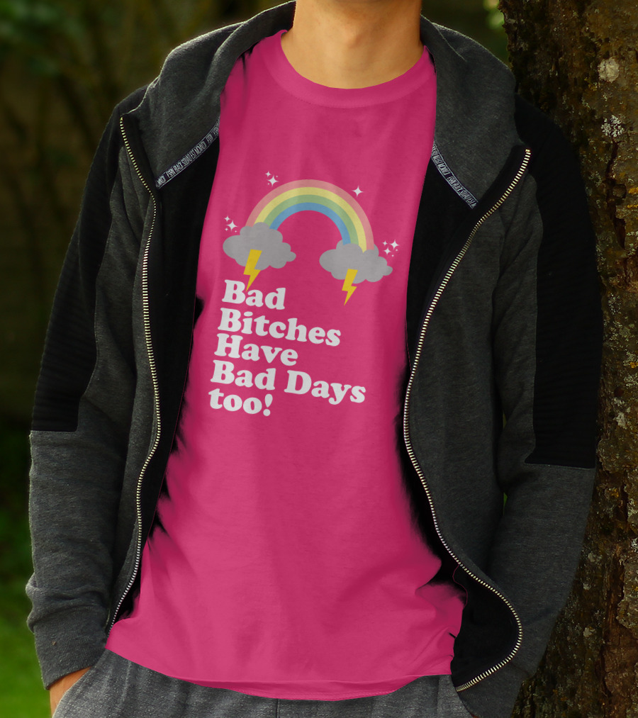 Megan Thee Stallion Bad Bitches Have Bad Days Too Pink Rainbow T-Shirt