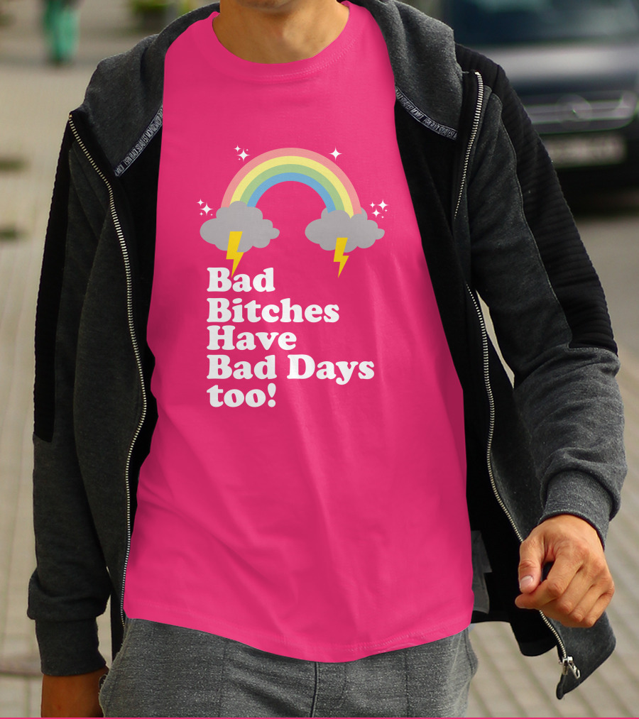 Megan Thee Stallion Bad Bitches Have Bad Days Too Pink Rainbow T-Shirt