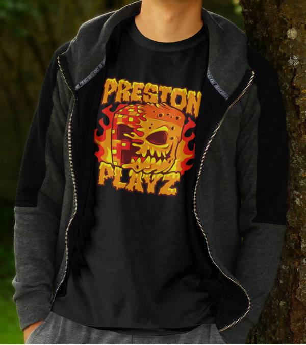 Preston Playz Flaming Pixel Mask Blaze T-Shirt
