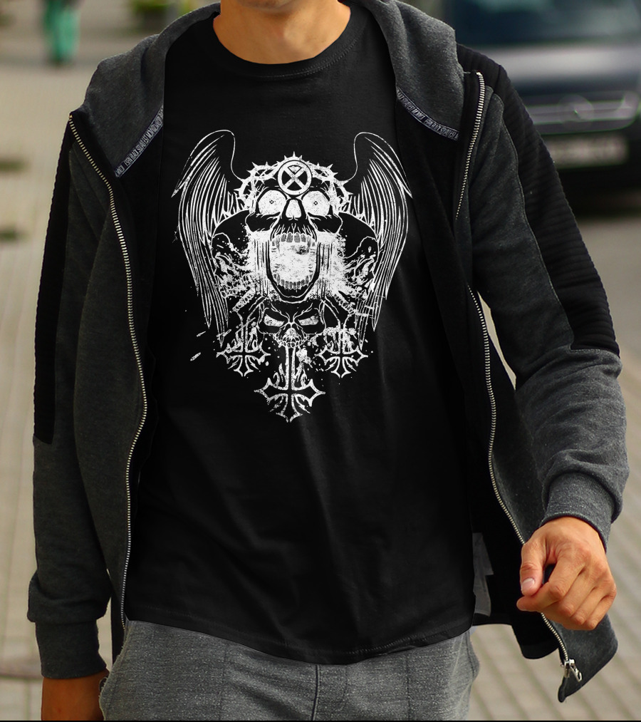 Ken Carson Shinedown Skull Wings Crosses Emblem T-Shirt