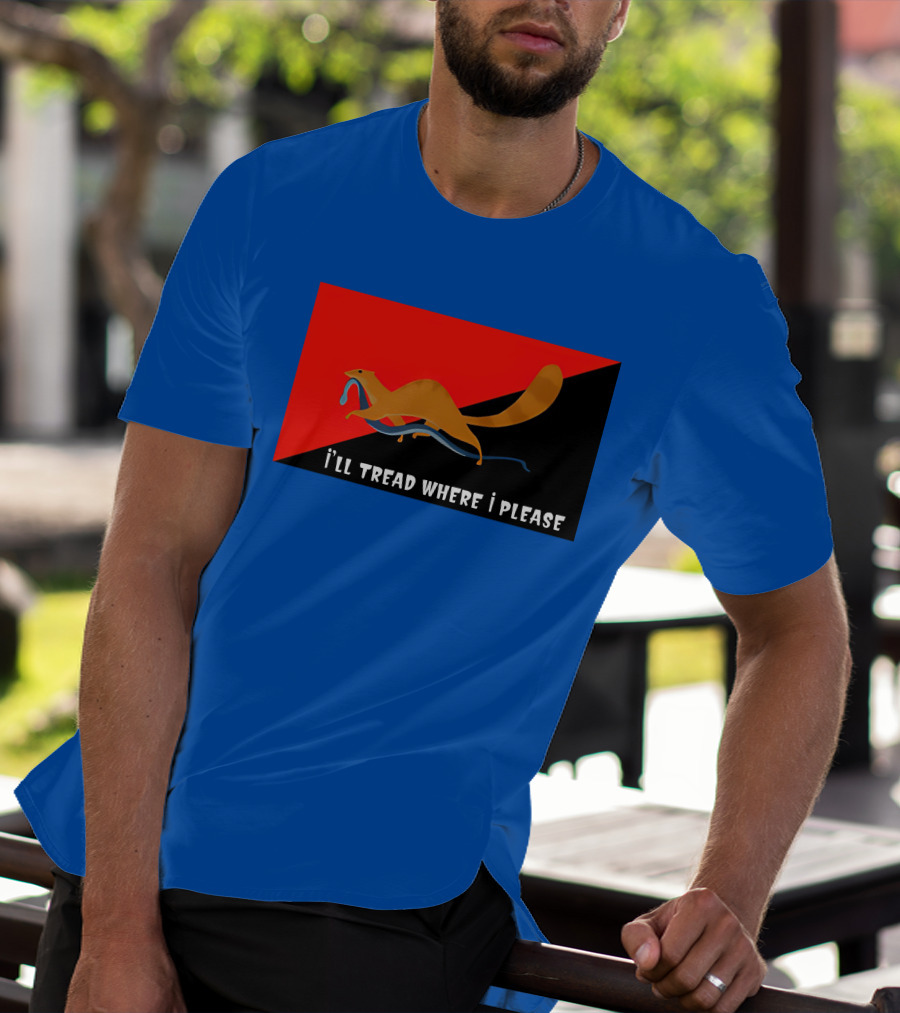 I'll Tread Where I Please Squirrel With Snake On Red T-Shirt