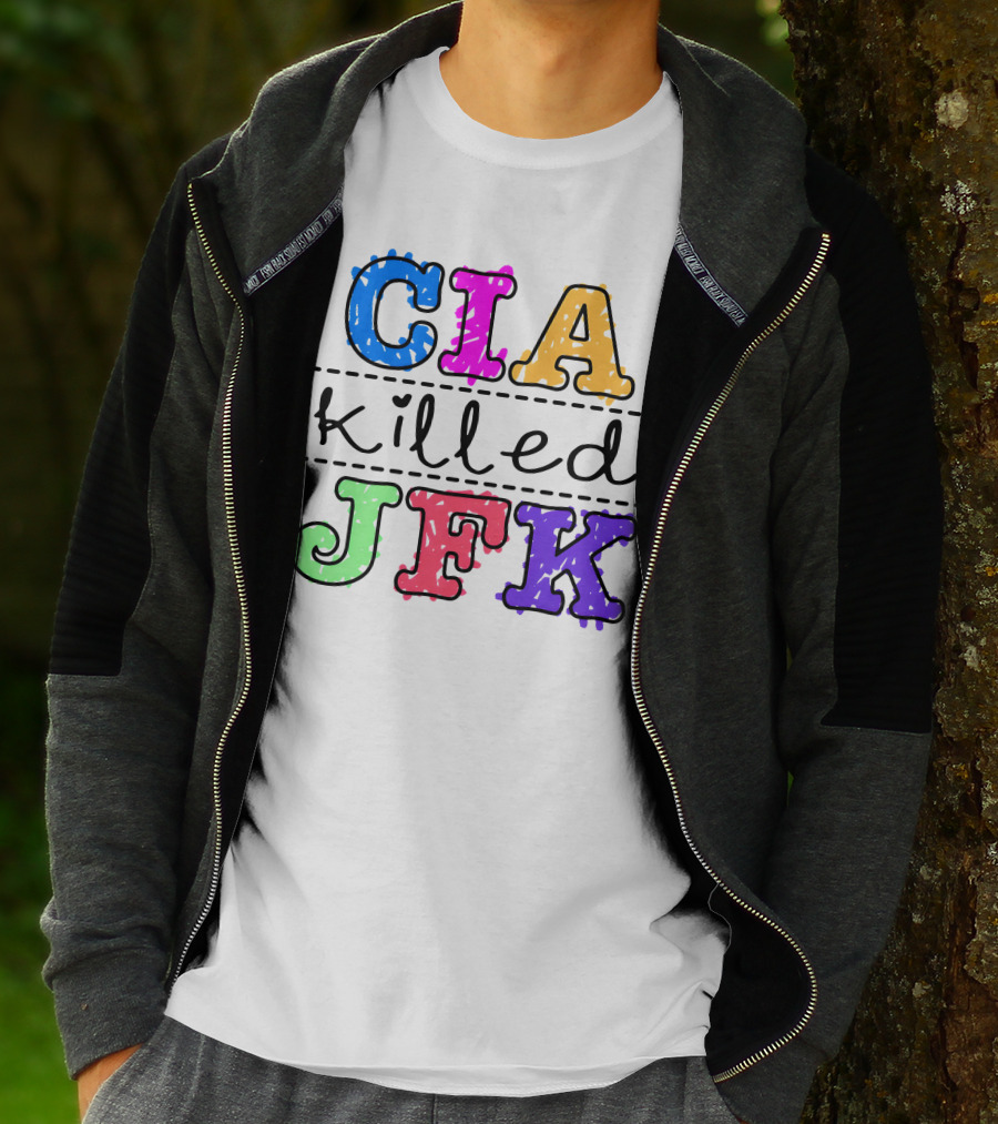 CIA Killed JFK Colorful Block Letters T-Shirt