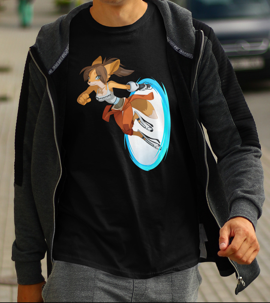 Sajira Aperture Laboratories Fox Chell Stormi Folf Portal Character T-Shirt