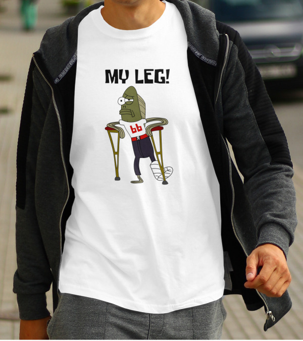 SpongeBob My Leg Iconic Character 66 Crutches Injured Gag T-Shirt