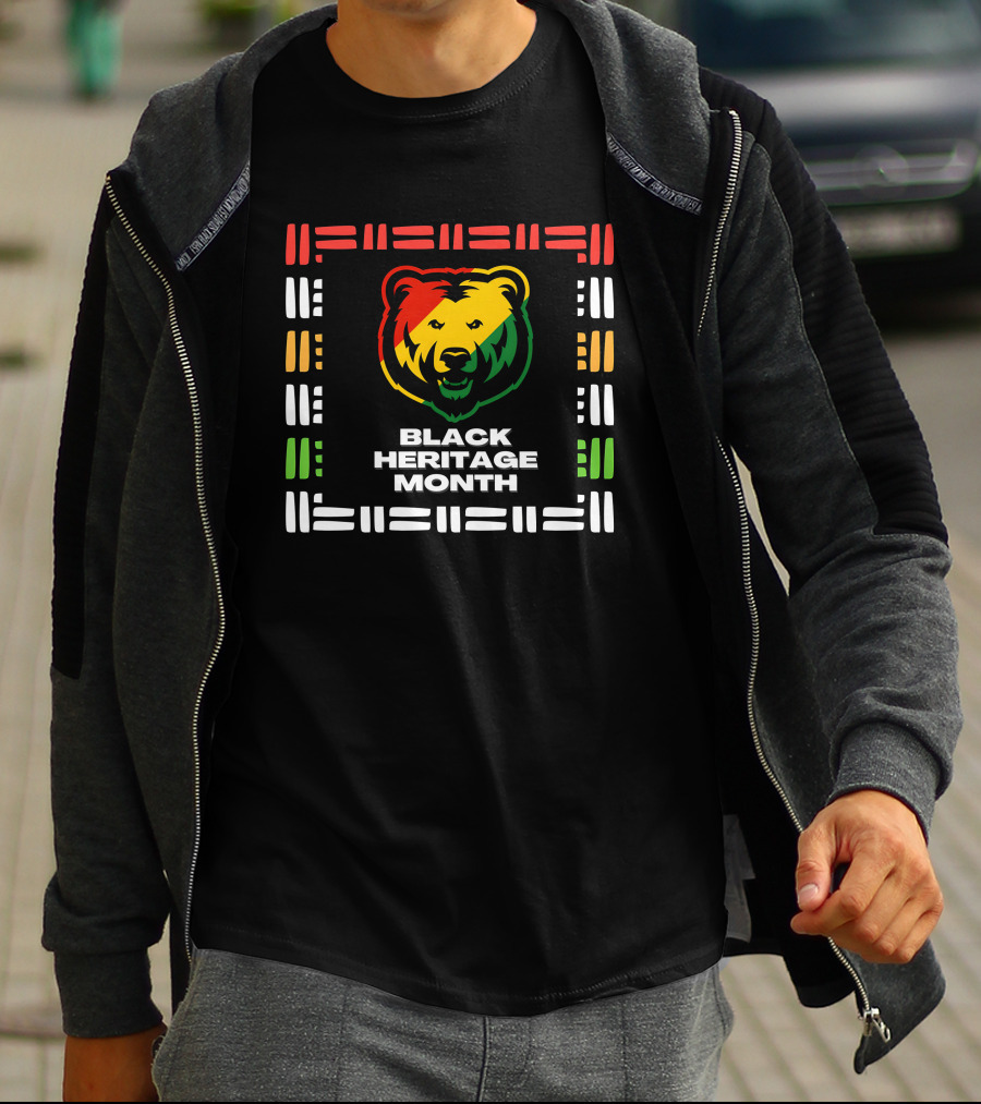 Black Heritage Month Bear Pop Art Block Colors T-Shirt