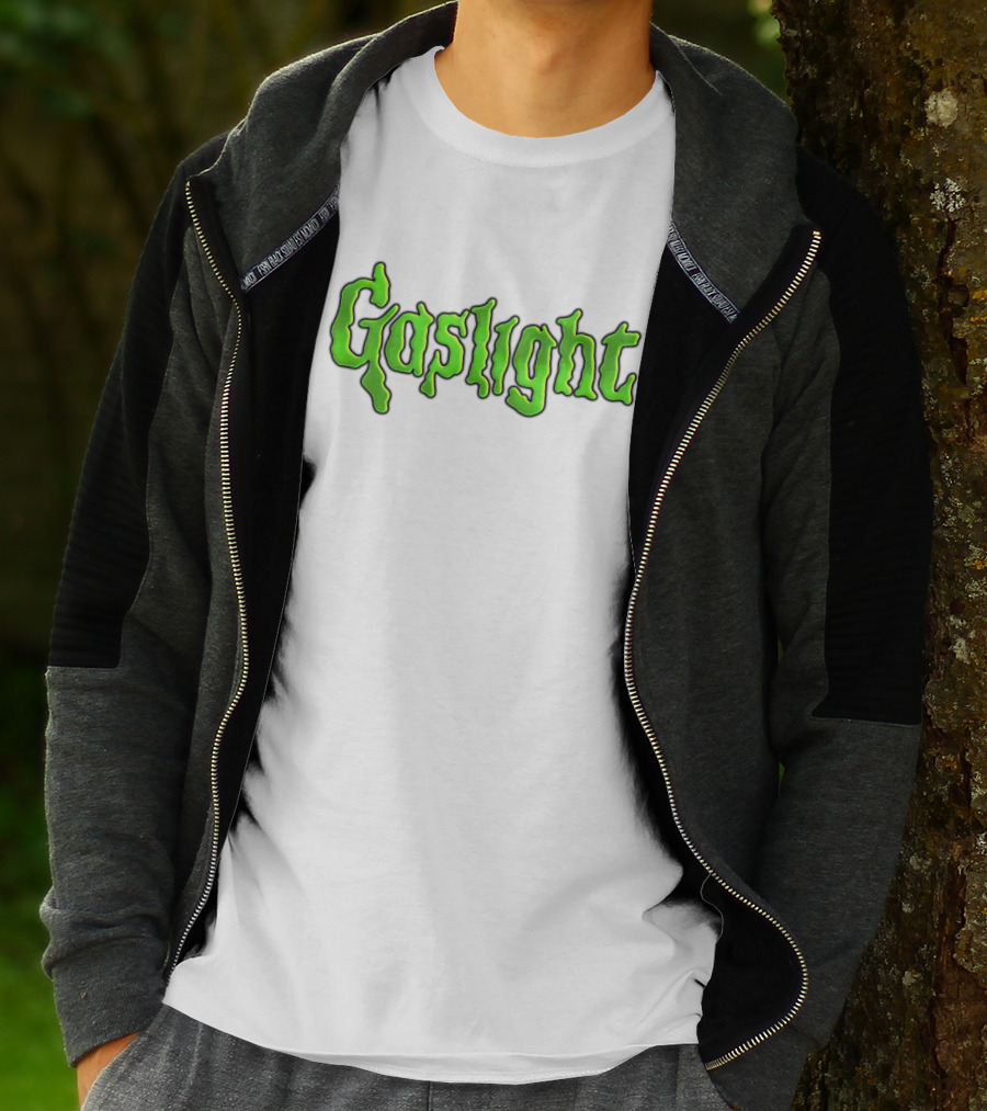 Gaslight Slime Green Text Horror T-Shirt