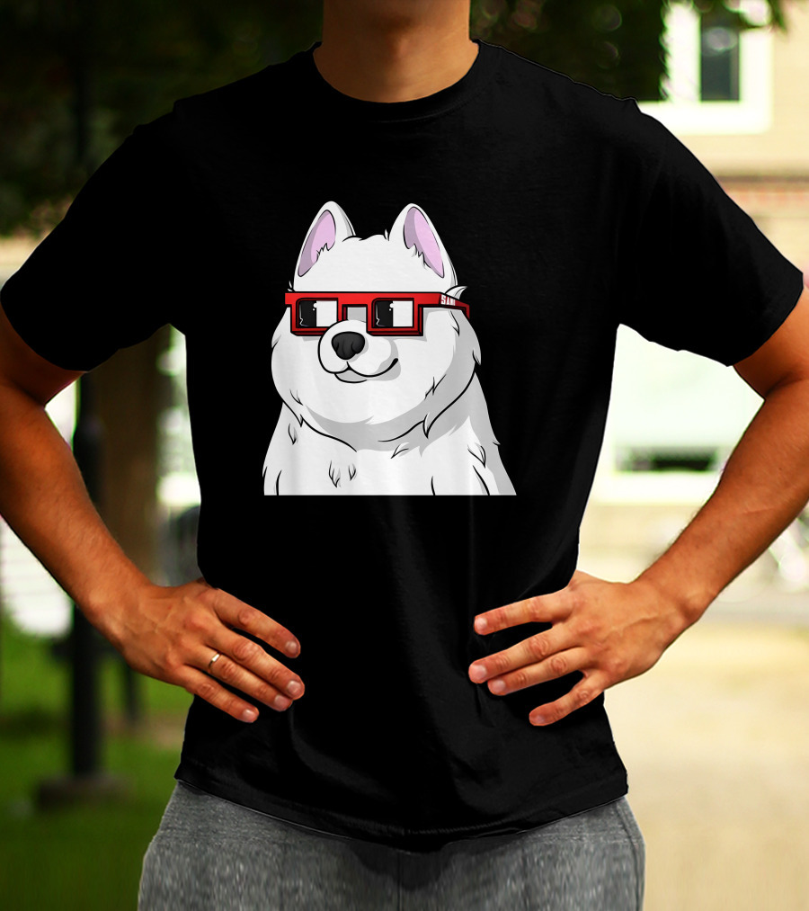 SAMO X Nouns White Dog With Red Glasses T-Shirt