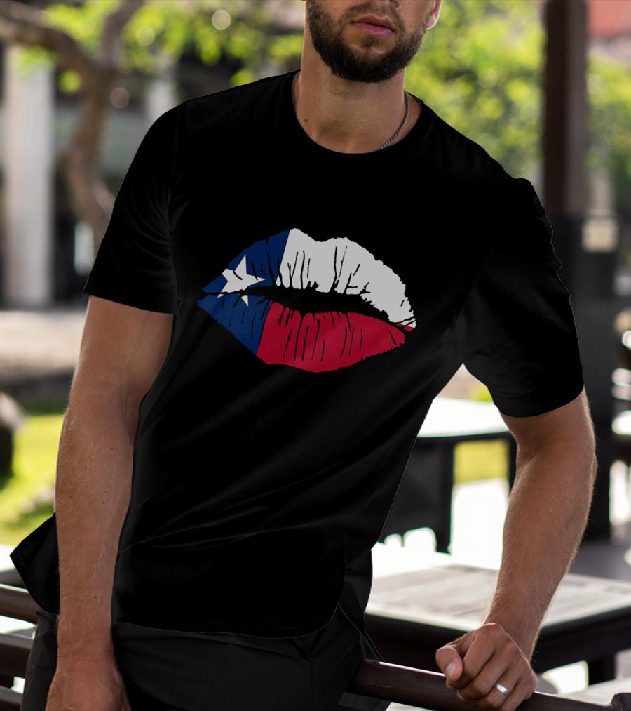 Texas Lone Star Flag Lips T-Shirt