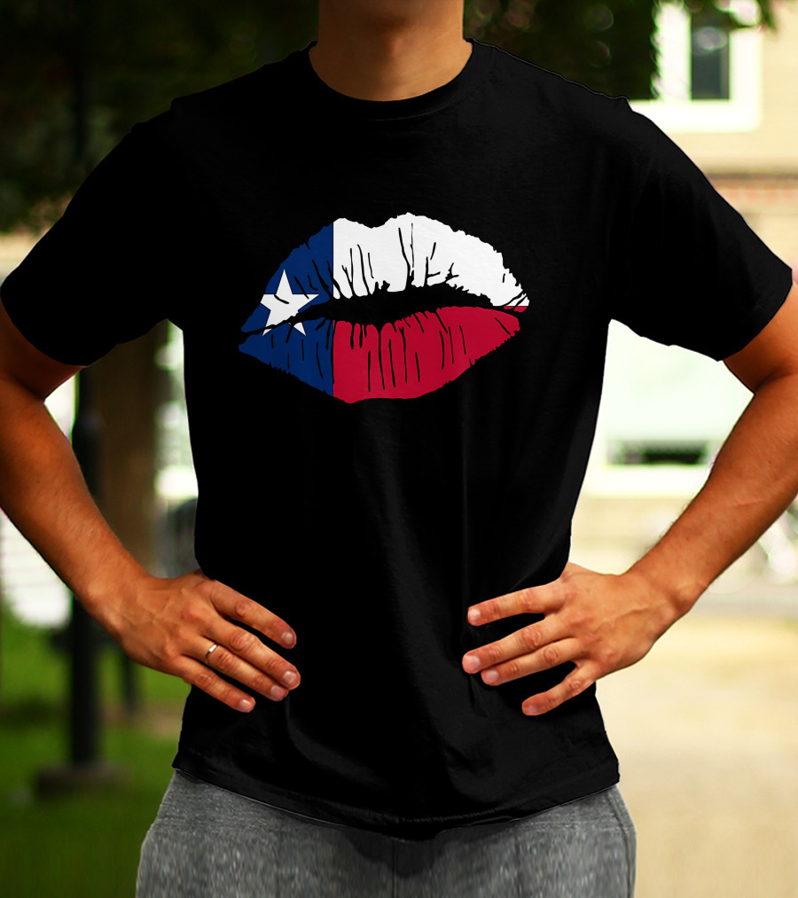 Texas Lone Star Flag Lips T-Shirt