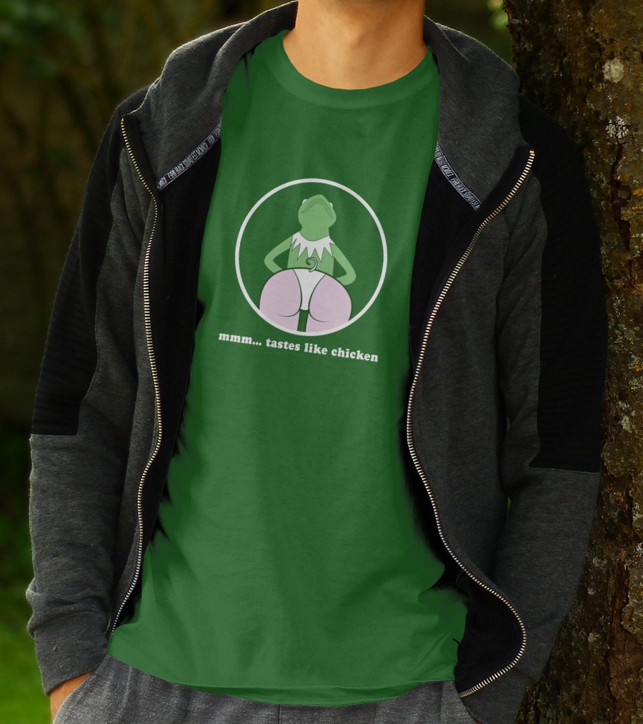 Kermits Frog Mmm Tastes Like Chicken Humorous Green Circle T-Shirt