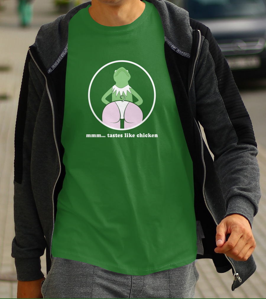 Kermits Frog Mmm Tastes Like Chicken Humorous Green Circle T-Shirt