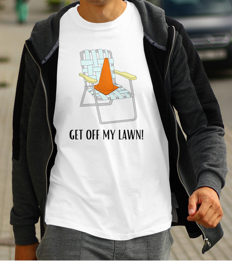 Jake Crain Get Off My Lawn Chair With Traffic Cone T-Shirt