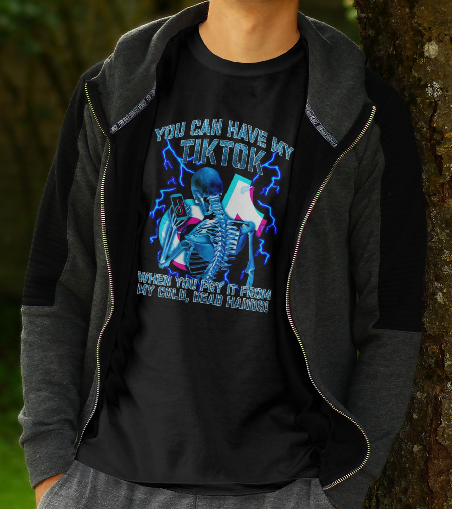 You Can Have My TikTok When You Pry It From My Cold Dead Hands Skeleton Lightning T-Shirt