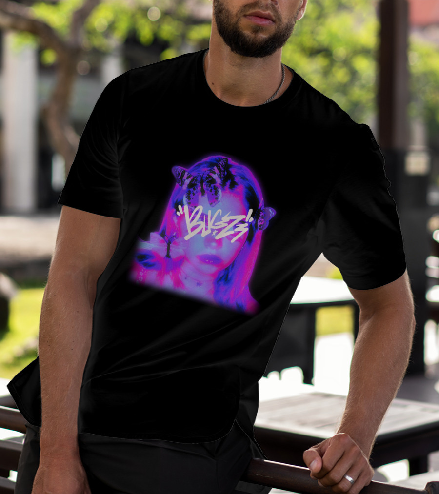 Bugzz Girl Neon Butterfly Aesthetic T-Shirt