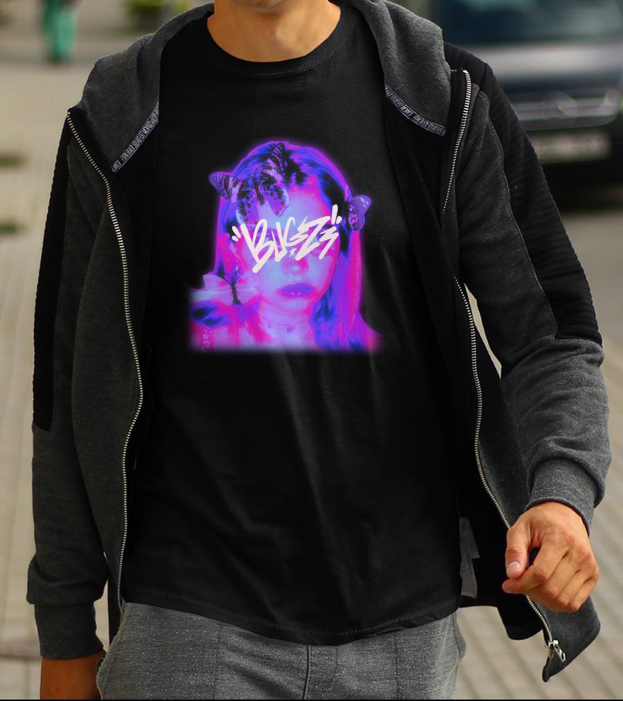 Bugzz Girl Neon Butterfly Aesthetic T-Shirt