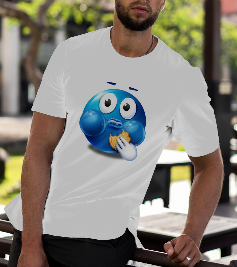 Pac-Man Style Blue Ghost Eating Cookies Hungee T-Shirt