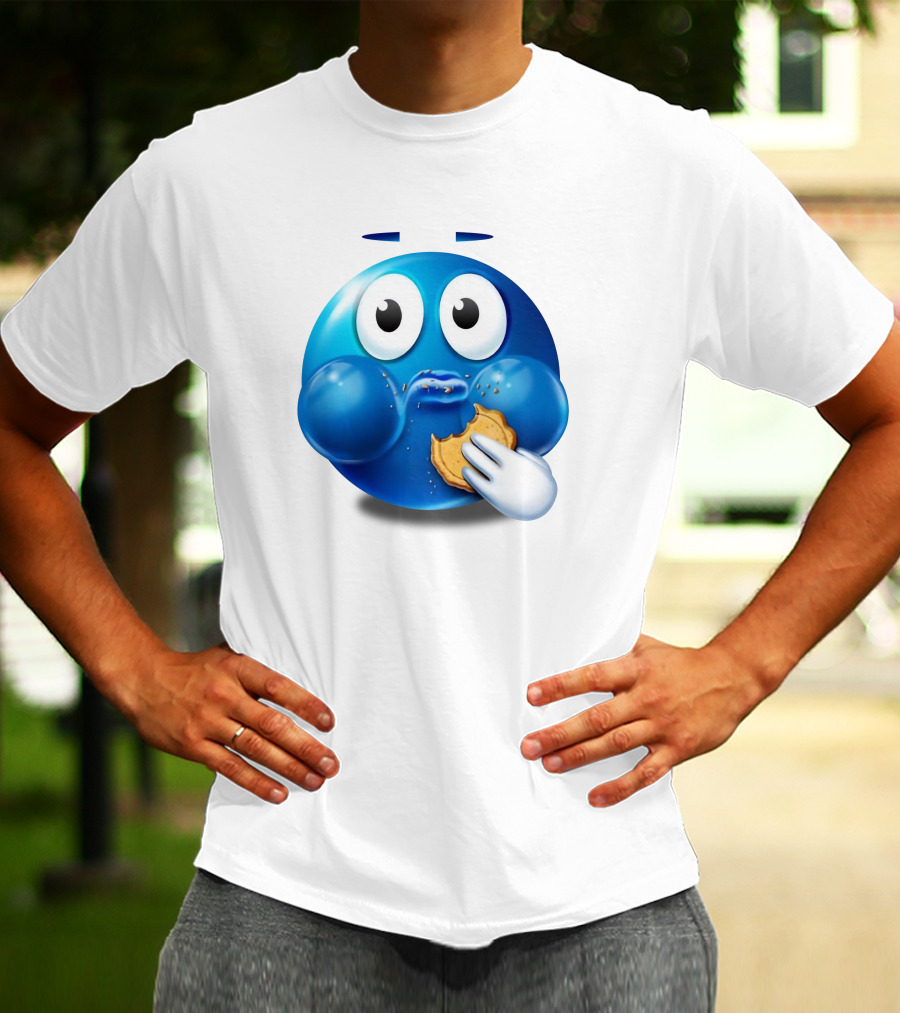 Pac-Man Style Blue Ghost Eating Cookies Hungee T-Shirt