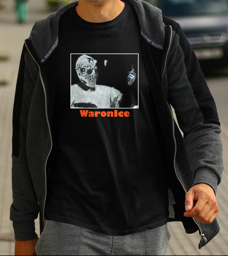 WaronIce Masked Hockey Player With Middle Finger Gesture T-Shirt