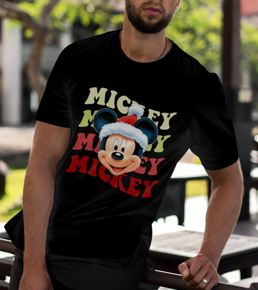 Mickey Mouse Christmas Santa Hat Holiday Festive T-Shirt