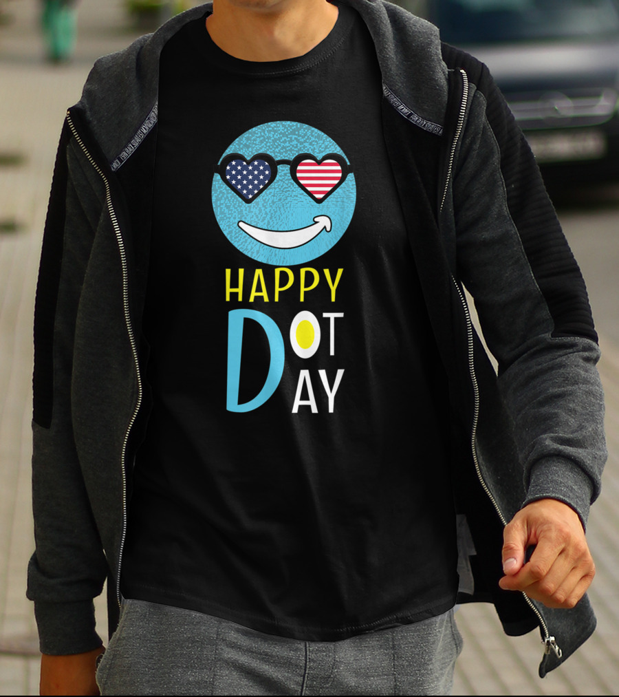 Happy International Dot Day September Smile American Flag Sunglasses T-Shirt