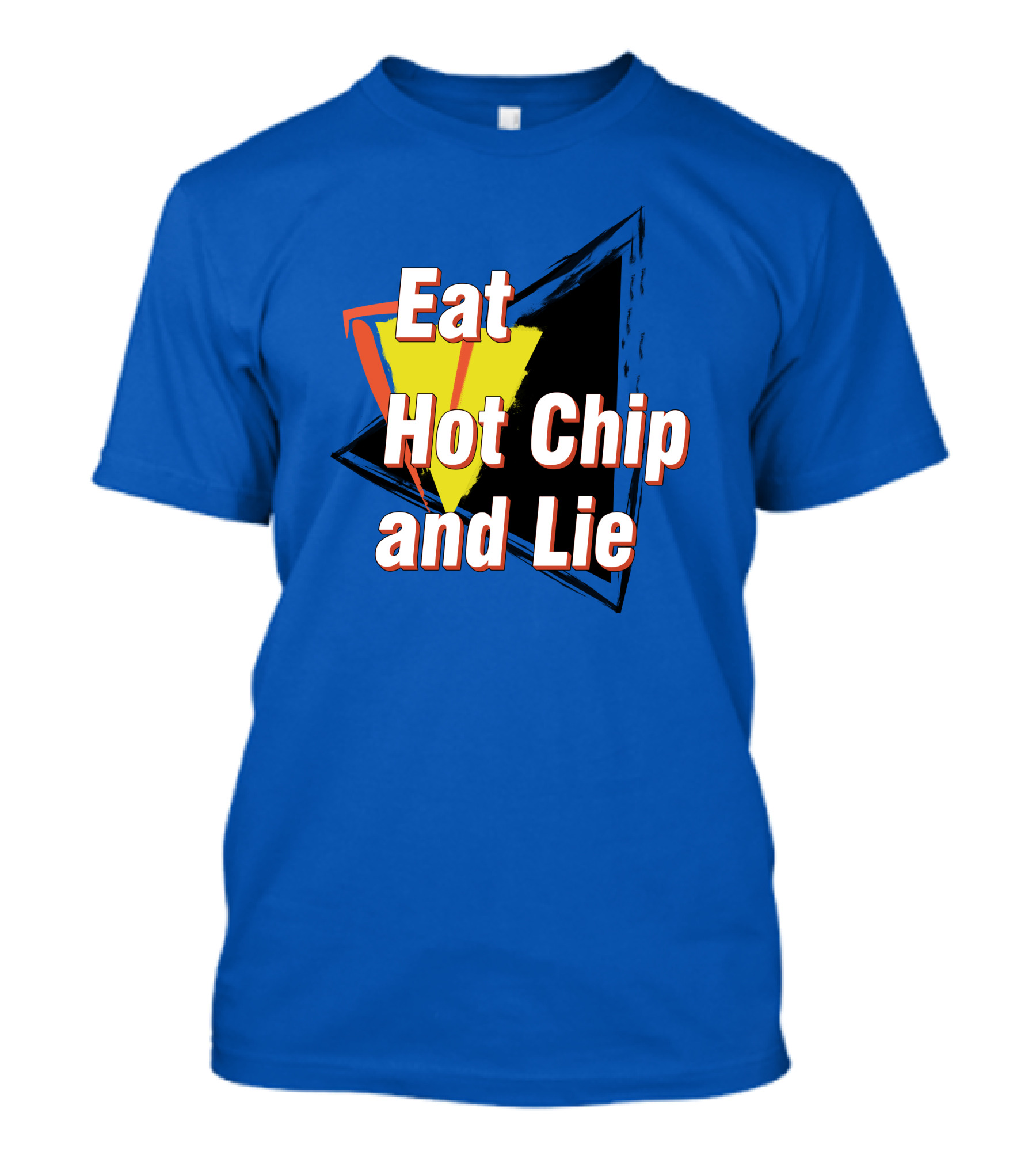 Eat Hot Chip And Lie Retro Style Text With Abstract Geometric Background T-Shirt