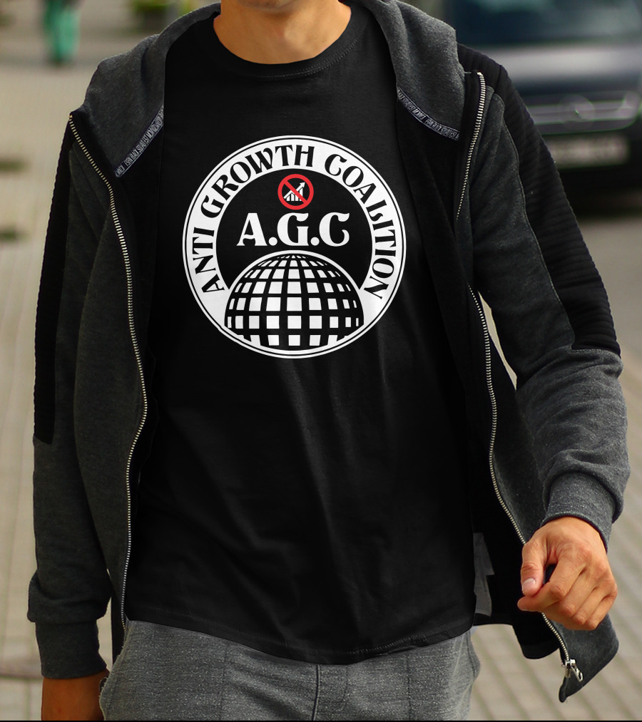 ANTI GROWTH COALITION A.G.C. No Symbol Arrow Globe T-Shirt