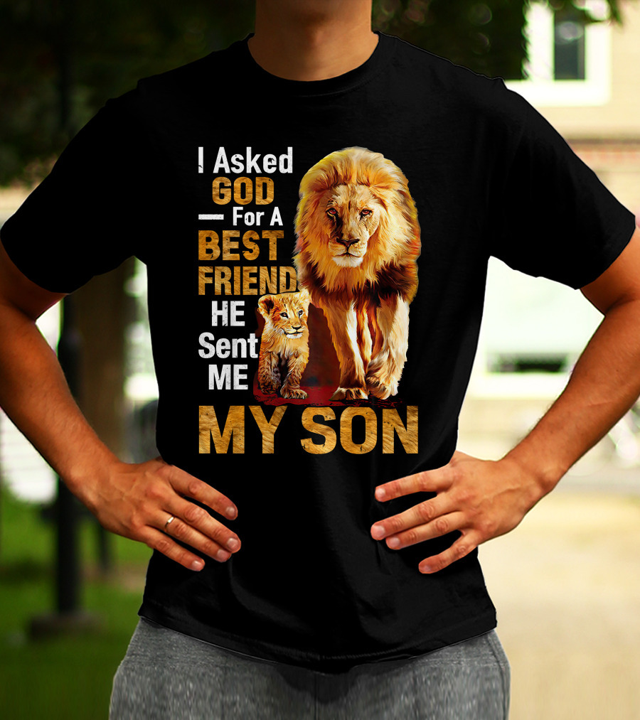 I Asked God For A Best Friend He Sent Me My Son Lion And Cub T-Shirt