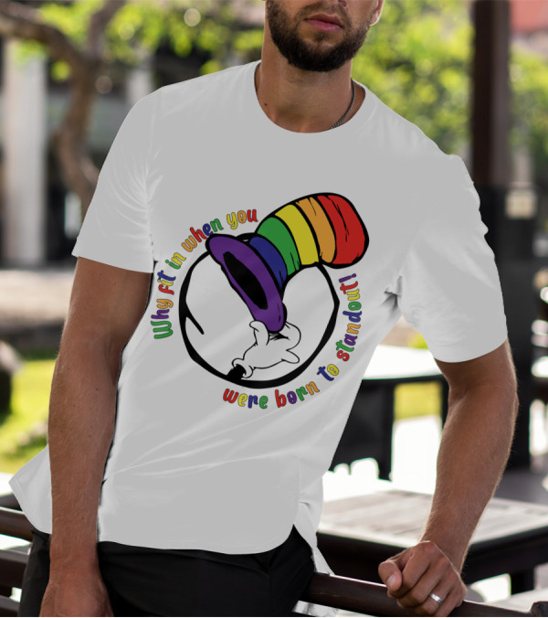 Why Fit In When You Were Born To Standout Autism Rainbow Hat T-Shirt