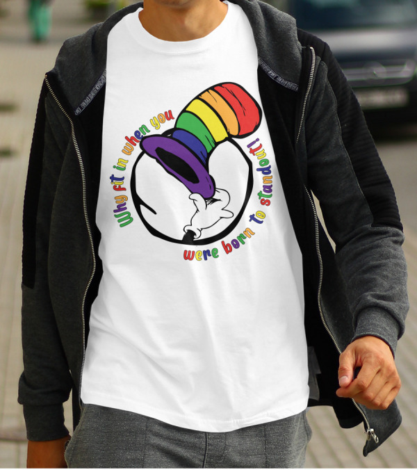 Why Fit In When You Were Born To Standout Autism Rainbow Hat T-Shirt