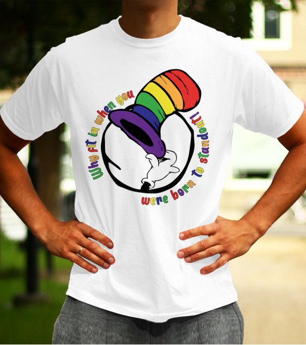 Why Fit In When You Were Born To Standout Autism Rainbow Hat T-Shirt
