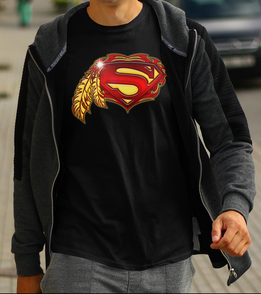 Superman Logo With Native Feather T-Shirt