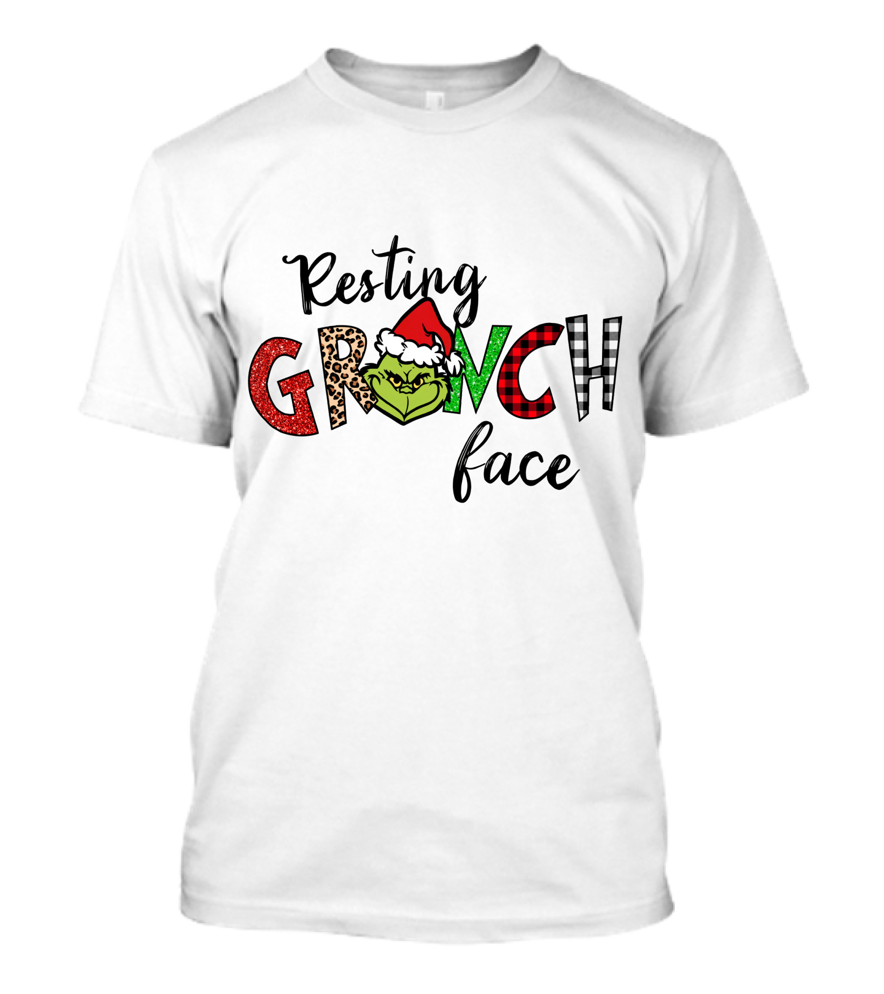 Resting Grinch Face Christmas Santa Hat Character T-Shirt